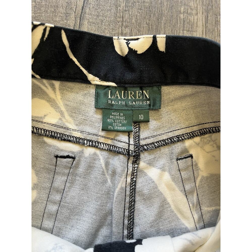 Lauren Ralph Lauren Vintage Pants Women 10 Navy Blue Floral Straight High Rise - Picture 3 of 9